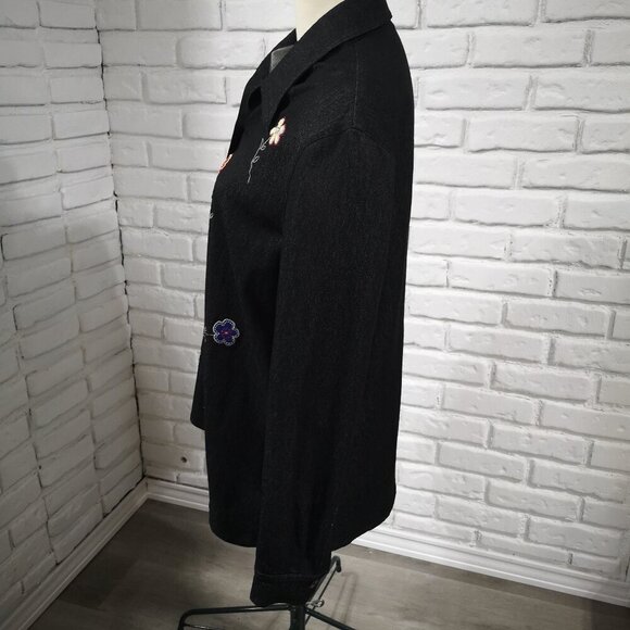 TanJay Ladies Button Front  Size Large Loose Fit Black Jean Shirt/Jacket - Picture 5 of 12